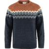 Pull Fjallraven Men Ovik Knit Sweater Dark Navy-Terracotta Brown